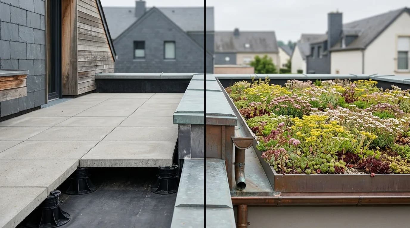 Toiture terrasse vs toiture végétalisée : bilan technique, coût et durabilité au Luxembourg